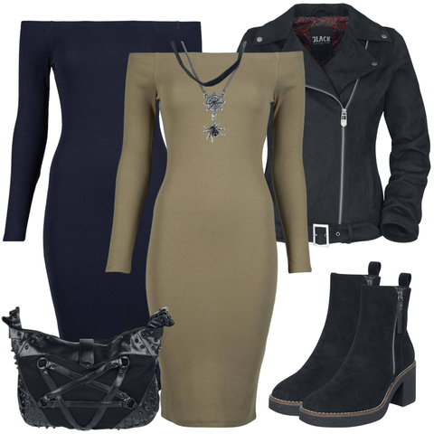 Schwarz/Hellblau/Dunkelblau Winter Stiefelette/Gefütterte Stiefelette/Stiefel Mit Reißverschluss/Vintage Stiefelette/Leder Stiefelette/Sommerstiefelette REFRESH kombinieren mit Grau/Rosa/Silber/Schwarz/Rot/Dunkelgrau Schmuck Reich verzierte Halskette/Feine Kette/Statement-Kette Gothicana by EMP