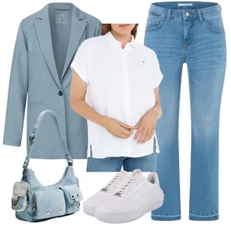 Anzug Outfits mit Türkis/Blau MAC, Blau/Weiß Vintage Sneaker/Sneaker Low/Plateau-Sneaker/Skateschuh/Leder Sneaker/Schmaler Sneaker Nike Sportswear "Perfekt für die Freizeit"