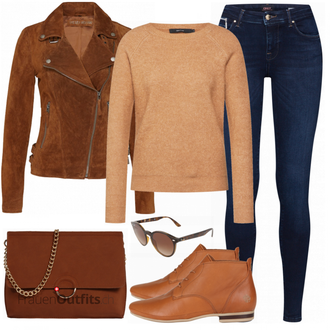 Outfit mit Rot Lederjacke Freaky Nation "Praktischer Look"