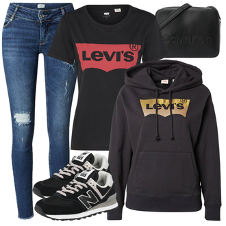 574 Outfit s Černá Teniska/Zimní bota/Nízká bota na podpatku New Balance "Cool vzhled na jaro"