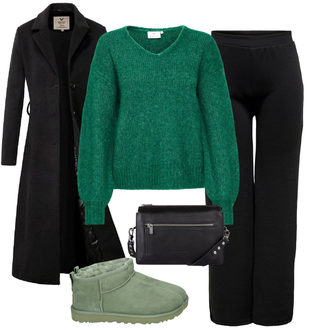 Slim fit Outfit met zwart/wit/purper Women's Trenchcoats/Wintermantel Lange Winterjas/Wollen Mantel/Wollen Winterjas/Trenchcoat/Militaire Mantel/Lange Mantel/Lange mantel/Geklede Mantel/Slip Jas versano "Wintere vrijetijdskleding"