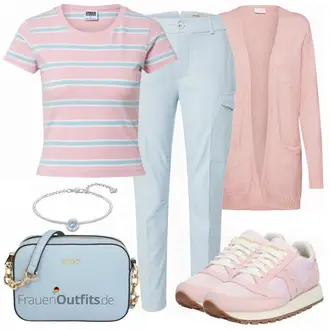 Outfit mit Rosa/Beige/Blau/Grau Sneaker Saucony "Toller Look für die Freizeit"