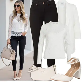 Basic Outfit sa Krem/Bijela Kaput/Pletivo Veći Broj/Tunika Pieces "Proljetni Outfit"