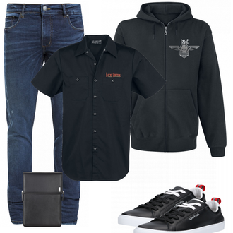 Outfit mit Schwarz Sneaker Guess "EMP"