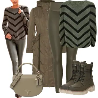 Stiefel Outfits Plateau mit Dunkelgrün Schnürstiefelette/Trekkingstiefel/Wattierte Stiefel/Wasserdichter Stiefel/Springerstiefel/Wasserfester Schuh Mustang "Winterlicher Look"