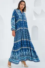 Women's Indigo Blue Viscose Hijab Dress 2423