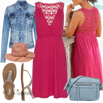 Schicke Outfits Coole mit Hellblau/Blau Kurze Jeansjacke/Bluse Große Größe LTB, Gelb/Braun/Hellblau/Beige/Weiß Riemchen Sandale/Sandalen Mit Glitzer/Geflochtene Sandale/T-Strap-Sandale Rieker "Schickes Sommer Outfit"Look: Uni, 90er, Coole, Moderne, Schön, Old Money, Western, Boho, Burlesque, Casual, Disco, Elegant, Hippie