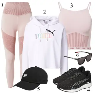 Outfit sa Pink/Bež/Plava/Siva sportski grudnjak/Sportska Odjeća Puma "Sport Outfits"