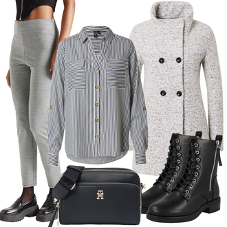 Décolleté Cascade tenues avec Gris/Beige/Marron Manteau en Laine Polaire/Manteau Polaire Tricot/Manteau Bouclé/Manteau d'Hiver Manteau de Laine/Manteau en Maille Only "Tenue d'automne"