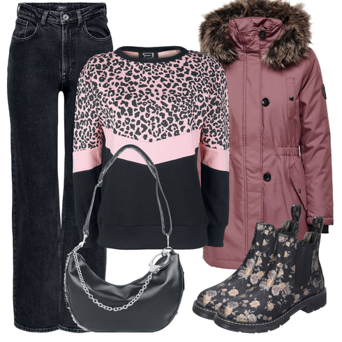 Schwarz/Rot/Blau Gummistiefelette/Lederjacke/Flache Stiefelette/Chelsea Boot Dockers by Gerli kombinieren