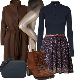 Outfit mit Dunkelblau/Blau 2-in-1 Pullover/Carmenpullover/Kaschmir Pullover/Feinstrickpullover/Polo-Pullover/Pullover mit Stehkragen/Thermo Pullover/Wickel Pullover/Kostüm/Eleganter Hosenanzug/Modern Hosenanzug/Hosenanzug/Hosenanzug Sportlich Elegant Edited "Winterlicher Look"