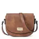 CLUCI Kleine Umhängetasche Damen Veganes Leder Stilvoll Sattel Tasche Retro Saddle Crossbody Bag und Schultertasche Zweifarbig Braun
