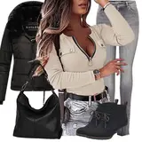 Schwarze Stiefel mit Lack und Absatz Outfits image