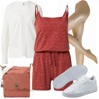 Outfit mit Rot Jumpsuit Ragwear "Sommerliches Freizeit Outfit"