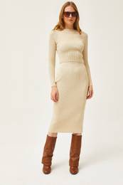 Women's Stone Bottom Top Silvery Knitwear Suit