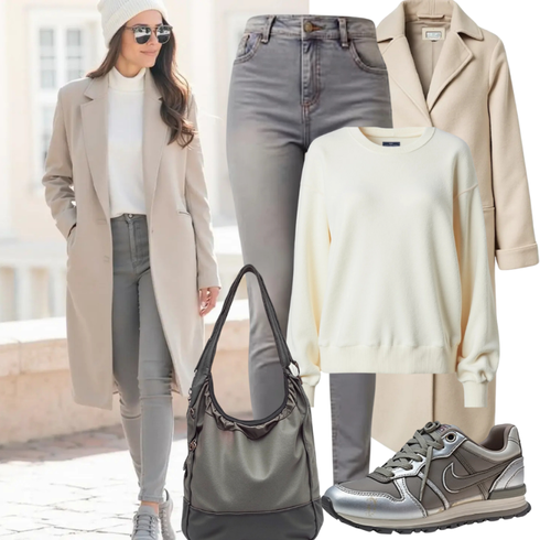 Creme/Braun/Beige/Khaki/Weiß Strickfleece Mantel/LodenMantel/Wollfleece Mantel/Leichter Mantel/FleeceMantel/Duffle Mantel Bugatti kombinieren