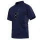 KEFITEVD Army Shirt Herren Sommer Outdoor Polyester Polo T-Shirt Leicht Kurzarm Wandershirt mit Tasche Radfahren Reisen Männer Arbeitsshirt Dunkelblau M