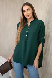 Kesi Woski Blouse with a longer back khaki