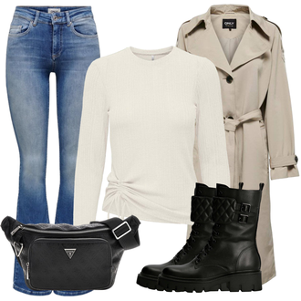 Outfit met Wide Leg jean/High Waist Jeans Only "Outfit voor de winter"