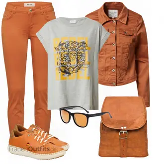 Outfit mit Orange Sneaker Josef Seibel "Alltagsoutfit"