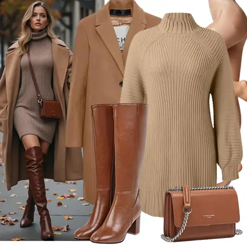 Braun/Beige/DunkelBraun Lammfell Stiefel/Klassischer Stiefel/Spitzer Stiefel/Reitstiefel/High Heels Stiefel/Weitschaftstiefel/Vintage Stiefel/Langer Stiefel/Kniehoher Stiefel Hotberry kombinieren