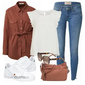 Button Down Outfit mit Rot/Braun/Orange Bluse und Tunika/Bluse Große Größe/Mantel/Casual Hemd/Hemdbluse/Flanellhemd/Business Hemd guido maria kretschmer women "Modischer Sommer Look"