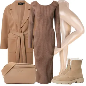 Outfit mit Braun/Beige Oversize Mantel/Wollmantel/Midi Mantel/Wintermantel Wollmantel/Kaschmir Mantel Pieces "Modisches Winter Outfit"