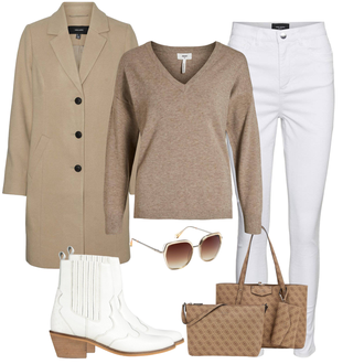 Chique Outfit met wit/Crème Jeans met Split/Slip-on Jeans/Enkellaars/Korte Jeans/Dames 7/8 Lengte Jeans/Capri Jeans VERO MODA "Perfect voor de lente"Look: Smart Casual, Elegant, Simpel, Premium, Klassiek, Naadloos, Casual, Chique, Jaren 50, Glamoureus, Met transparantie