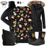 Schwarze Gummistiefeletten mit Fransen Outfits image