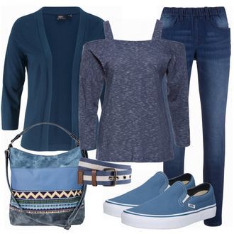 Feine Outfit mit Dunkelblau Canvas-Sneaker Vans "Bonprix in Style"Look: Classic, Uni, Feine