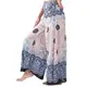Lofbaz Damen weites Bein Palazzo Hose Yoga Salon Hippie Haremshose Hosen - Rose 1 Weiß - M