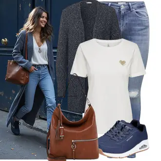 Boho Outfit mit Braun/Beige/Rot/Lila Tragetasche/Schulranzen/Schultertasche/Schultertasche Tamaris "Leichtes Outfit"Look: Uni, Feine, Schick, Boho, Bohemian, Elegant, Western, Schön
