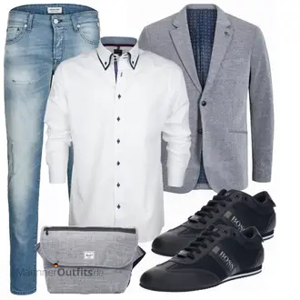 Business Outfits mit Grau Jeans Jack & Jones "Klassisches Outfit"