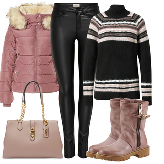 Outfit mit Schwarz/Braun/Creme/Gelb Strickjacke Gefüttert/Rundhals-Strickjacke/Stehkragen-Strickjacke/Vintage Strickjacke/Winter Strickjacke/Wolle Strickjacke/Mohair Pullover/Norweger Pullover/Norweger Pullover/Gestreifter Pullover/Winterpullover/Wollpullover guido maria kretschmer women "Outfit für den Winter"