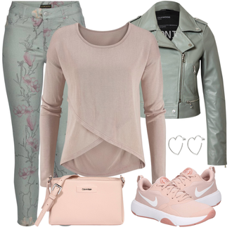 Reversní límec Outfit s Šedá Motorkářské Bund/Kožené Bund/Bunda z Umělé Kůže/Motorkářská bunda Oakwood "Perfekt na podzim"
