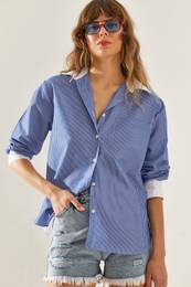 Women's Back Garni Detail Boyfriend Shirt 4449