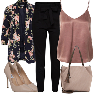Outfit mit Schwarz Hose Große Größe/Leggings Große Größe/High Waist Hose/Strick Legging/Paperbag Hose/Steghose VERO MODA "Business Look für Damen"