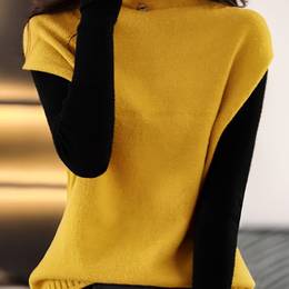 Women's Elegant High Neck Knit Vest - Sleeveless Ribbed Pullover With Button Detail, Light & Black, Casual Spring/fall Sweater Vest, Layering