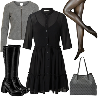 Laufen Outfit mit Schwarz Kleid Große Größe/Lederjacke/Klassische Tunika/Elegante Tunika/ausgefallene tunika/Longbluse/Tunika A-linie/Tuniken-Shirt/3/4 Arm Kleid/Blusenkleid/Chiffon Kleid/Französisches Kleid/Hemdkleid/Tunika guido maria kretschmer women "Schicker Businesslook"Look: Lindy Hop, Tanzen, Laufen