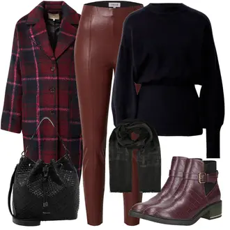 Outfit mit Rot/DunkelRot/Bordeaux/Braun Hose Große Größe/Lederimitathose/Lederlegging/Leggings Lederoptik/Lederhose/Leggings Große Größe Edited "Casual Business Outfit"