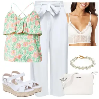 Party Outfits mit Grau/Hellblau/Weiß Hose Große Größe/Culotte Hose/Leinenhose/Marlenehose/Musselin Hose/Paperbag Hose/Weite Hose Only "Sommer Bekleidung"