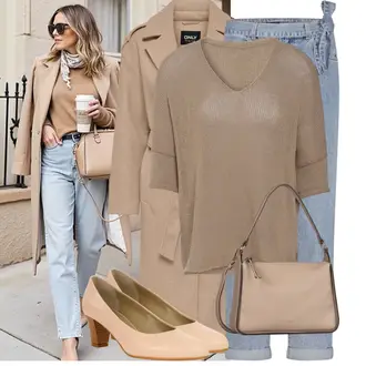 3/4 Mouw Outfit met bruin/grijs/Khaki/beige 2-in-1 Trui/Trui Met Vleermuismouw/Kasjmier Trui/Fijn Gebreide Trui/Kasjmier Trui/Eenvoudige Trui/Trui met V-hals/Lederen jas/Tuniekshirt/Instapblouse/Klassieke Tuniek/Elegante Tuniek/Opvallende tunika/Linnen Blouse/Cardigan met korte mouwen/V-hals cardigan/Zomer vest Knit Factory "Coole Lente Outfit"