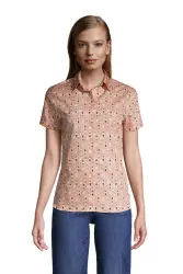 Gemusterte Supima Bgelfrei-Bluse, kurze rmel, Damen, Gre: XS Normal, Orange, Baumwolle, by Lands'''' End