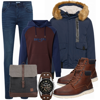 Outfit mit Rot Stiefel Jack & Jones "Street Style Outfit"