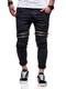 MT Styles Herren Jeans Zipped Biker Jeanshose Schwarz JN-3608 [Schwarz, W31/L32]