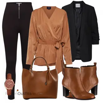 Winter Outfits mit Schwarz Mantel/Boyfriend Blazer/Lederjacke/Longblazer/Oversize Blazer/Lederjacke für Männer/Tunika/Bluse Große Größe Pieces "LeGer by Lena Gercke"