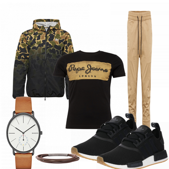 Outfit mit Weiß/Blau Sneaker Adidas Originals "Thriller"