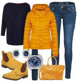 Outfit met geel Laars Rieker "Nonchalante Vrijetijds Look"