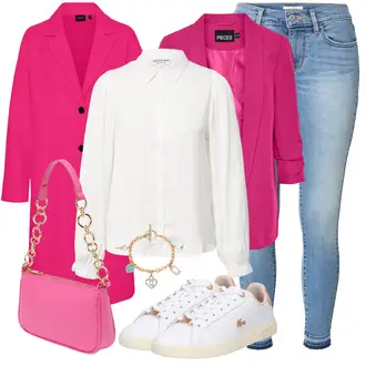 Winter Outfits mit Rosa Lederjacke/Blusenblazer/Boyfriend Blazer/Eleganter Blazer/Strick­blazer/Longblazer/Oversize Blazer/Kurzblazer/Sweatblazer Pieces "Auffälliger Look für den Winter"