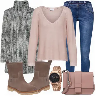 Outfit mit Grau/Braun Stiefel Timberland "CommaTasche"